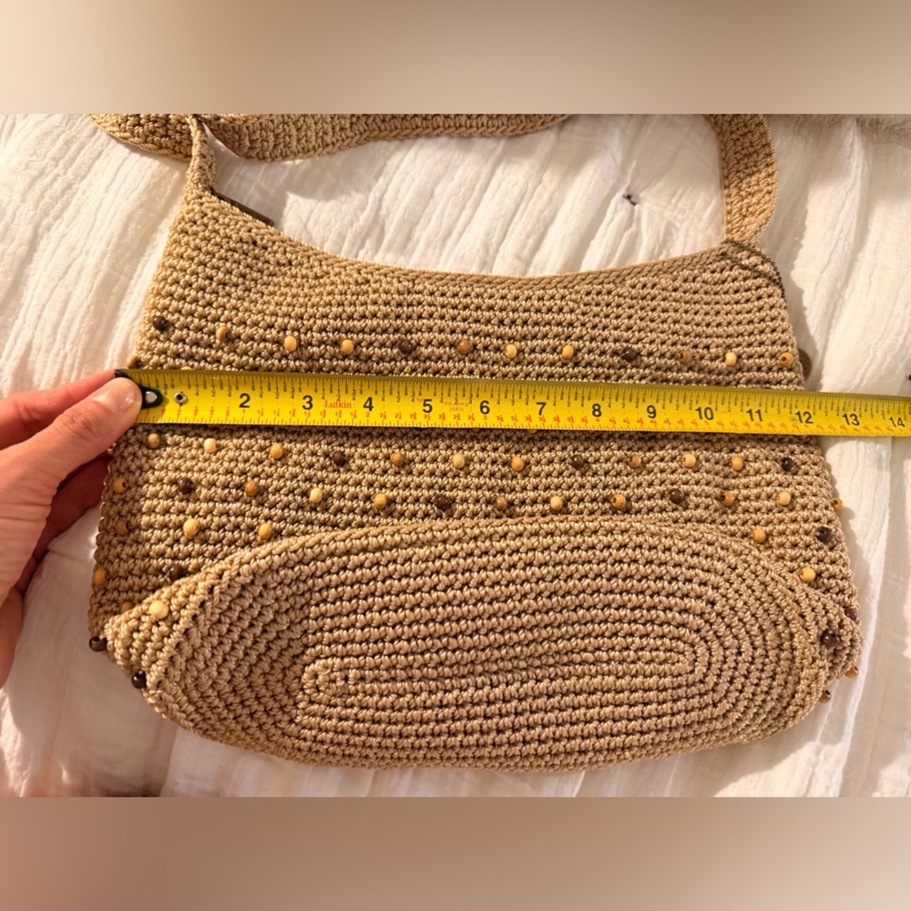 The Sak Crochet Beaded Shoulder Bag in Tan/ Khaki - Picture 8 of 9